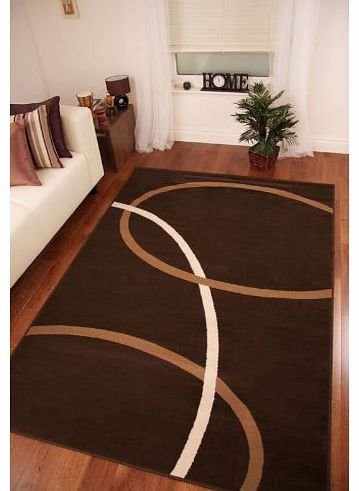 The Rug House Chocolate Brown and Tan Modern Swirl Design Rug 160cm x 230cm (5ft 3`` x 7ft 6``)