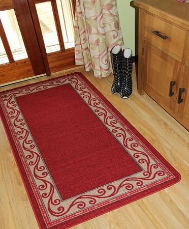 Modern Easy Clean Anti Slip Red Utility amp; Hallway Rugs Estelle - 4 Sizes Available