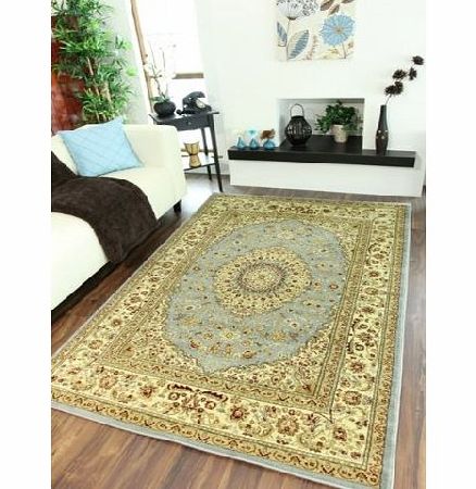 Powder Blue Thick Victorian Style Bedroom Rug 1975-Blue Westbury - 80 cm x 140 cm (27`` x 48``)