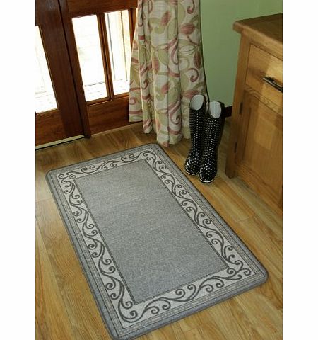 Small Hardwearing Machine Washable Light Grey Kitchen Rugs Estelle - 4 sizes available