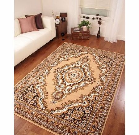 The Rug House Traditional Beige Brown Medallion Rug 80cm x 150cm (2ft 7`` x 4ft 11``)