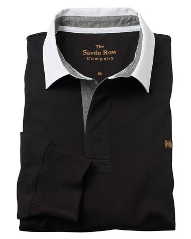 The Savile Row Company Black Rugby Shirt MRS632BLK