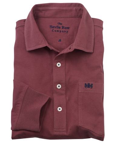 The Savile Row Company Burgundy Cotton Jersey Rugby Shirt MRS634BUR