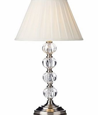 Tyso Satin Silver Table Touch Lamp with White Pleated Shade