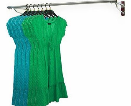 5ft Long Wall Mounted Clothes Rail Chrome Garment Hanging Rack