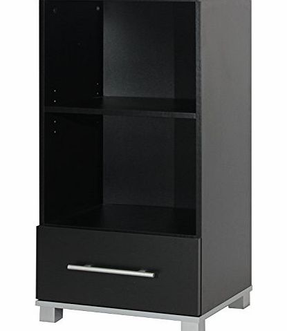 The Shopping Mart Madison Black 1 Drawer Hi-Fi and Media Unit with one Shelf and Silver Handle (Black)
