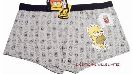 MENS HOMER SIMPSON BOXER SHORTS TRUNKS DUFF BEER GREY SIZE LARGE EX STORE THE SIMPSONS FREE UK P&P
