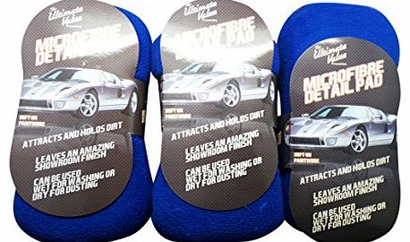 The Ultimate Value Car Cleaning Sponge - Microfibre Detailing Polishing Pad/Cloth Sparkling Deep High Gloss Finish Valet Detail Car Valeting Care Wash/ Dusting - Pack of 3