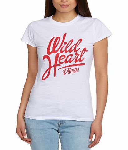 The Vamps Womens Wild Heart Short Sleeve T-Shirt, White, Size 12 (Manufacturer Size:Large)