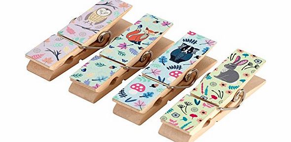 The Wishing Tree Set of 4 Magnetic Woodland Note Pegs - New Home Office Magnet Memo Organiser Clip Stationery - Shopping List, Messages, Invites