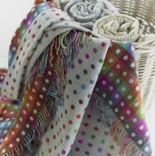 The Wool Room 19.Sofa Throw - Grey Rainbow Spot Throw