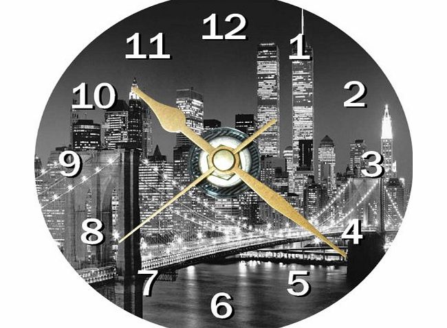 New York Cityscape Novelty Cd Clock + Free Desktop Stand