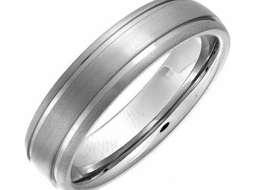 Theia Titanium Court Matt Grooved 6mm Ring - Size R