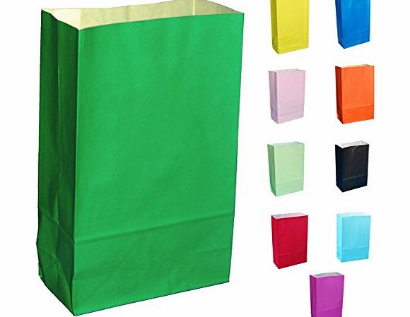 Thepaperbagstore 15 GREEN PAPER PARTY BAGS - CHOOSE YOUR COLOUR