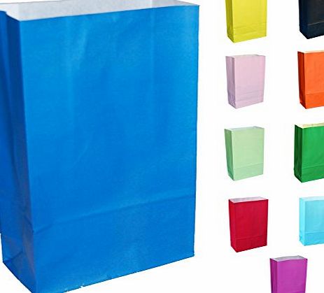 20 BLUE PAPER PARTY BAGS - CHOOSE YOUR COLOUR AND QUANTITY