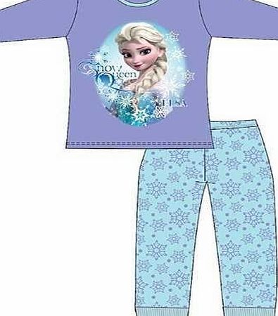 ThePyjamaFactory Disney Frozen Cotton 2 Piece Pyjama Set - Snow Queen Elsa Designs (Blue, 7-8 Years)