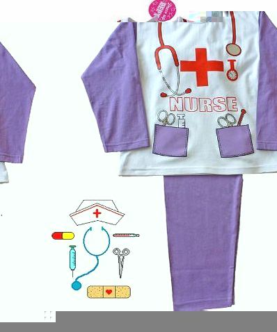 ThePyjamaFactory Nurse Fancy Dress Girls Long Pyjamas - 5-6 Years