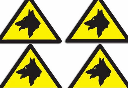 TheStickerShop Warning Guard Dogs Security Mini Stickers - Set of 4 Beware of the Dog Car amp; Van Small Stickers - Premium Self Adhesive Vinyl Decals