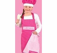 Think Pink Blue 2 Girls / Childrens Pink Baking Set With Wooden Baking Accessories and Tea Towel