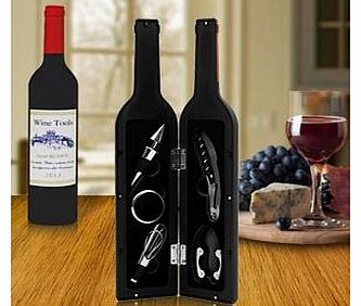 Deluxe Wine Bottle Git Set - Bottle Opener, Stopper, Drip Ring, Foil Cutter and Wine Pourer