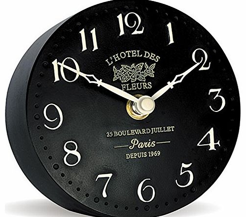 Thomas Kent Hotel Fleurs Mantel Clock Finish: Noir