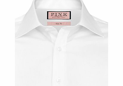 Thomas Pink Solid Slim Fit Double Cuff Shirt,