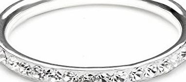 Thomas Rose Sterling Silver Pave Crystal Clear 3mm Stacking Rings - Size - R