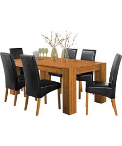 THOR Dining Table and 6 Black Chairs