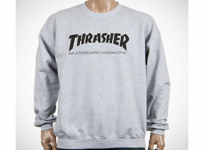 Thrasher Skateboard Skate Mag Logo Heather Grey Crew Sweater