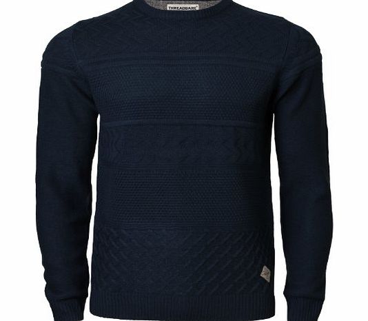 Threadbare Mens Jumper Threadbare IMS 067 Sweater Jacquard Knitwear Pullover, Teal, Large