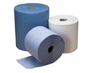 three ply blue embossed roll for use with