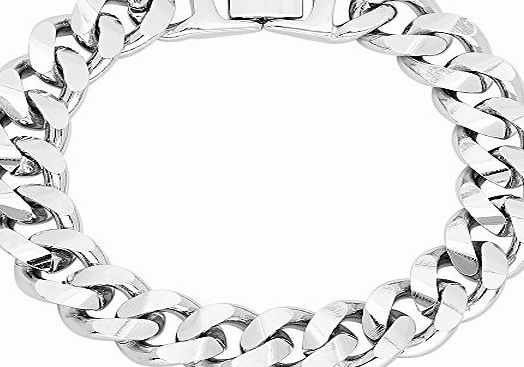 Thug Fashion Collection Mens 14k White Gold Silver Plated/Layered/Filled Cuban Link Curb Bracelet