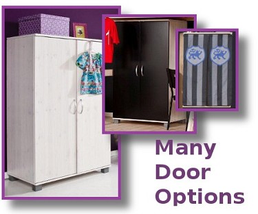 Thuka Trendy Whitewash Finish Low Wardrobe with Door Options