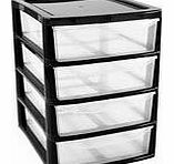 Thumbs Up A4 4Drawer Plastic Storage Unit Black- Homes/Office/Bedroom