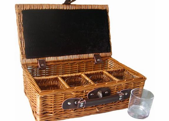 Wicker Whisky Hamper and Glasses