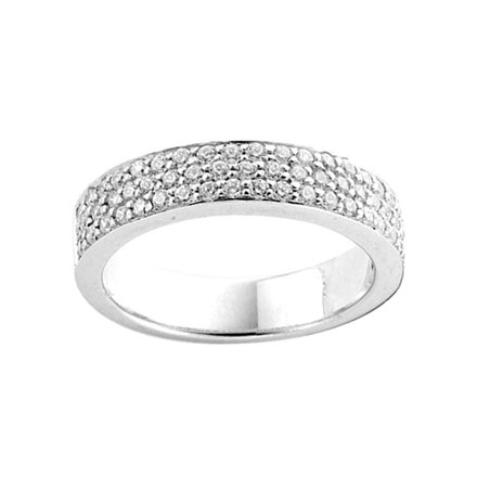 TI Sento 3 Row Silver Cubic Zirconia Band Ring -