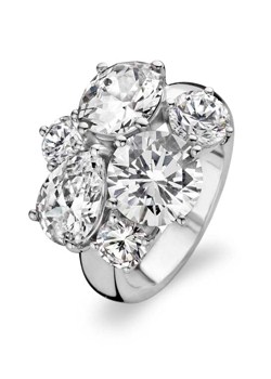 Silver Cubic Zirconia Cluster Ring -