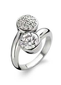 Ti Sento Silver Cubic Zirconia Crossover Ring -
