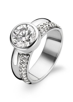 Ti Sento Silver Cubic Zirconia Double Ring -