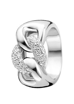 Silver Cubic Zirconia Link Ring 1587ZI/52