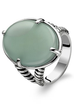 Ti Sento Silver Green Stone Ring 1838OG/52