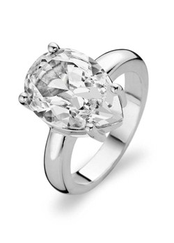 Silver Pear Cubic Zirconia Ring - Ring
