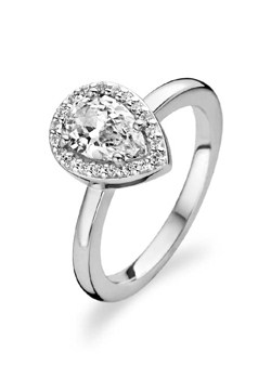 Ti Sento Silver Pear Cut Cubic Zirconia Ring -