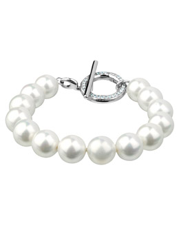 Ti Sento White Synthetic Pearl Ball Bracelet