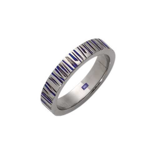 Ti2 Titanium 4mm Blue Grain Ring in Titanium by Ti2