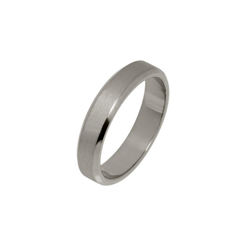 Ti2 Titanium 4mm Flat Bevelled Textured Ring in Titanium by Ti2