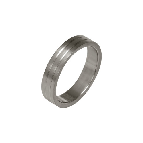 Ti2 Titanium 4mm Low Profile Flat Grooved Ring in Titanium by Ti2
