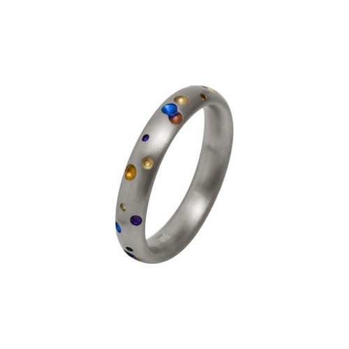 Ti2 Titanium 4mm Multi Coloured Speckle Ring in Titanium by Ti2