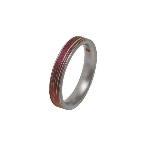 Ti2 Titanium 4mm Pink Groove Ring in Titanium by Ti2