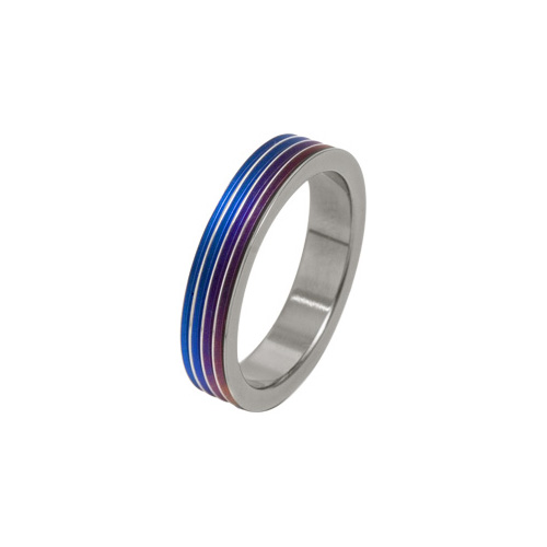 Ti2 Titanium 4mm Rainbow Groove Ring in Titanium by Ti2